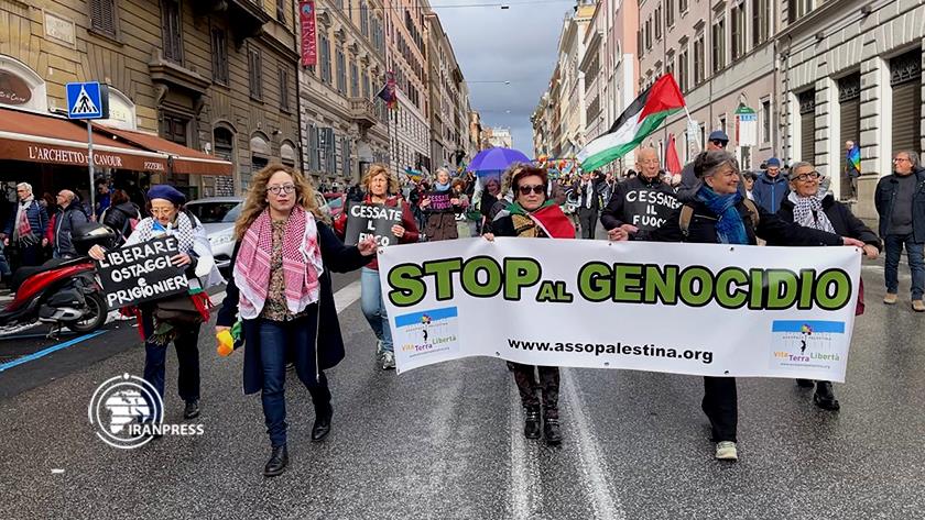 Iranpress: مظاهرة لـ 30 ألف من أنصار فلسطين في روما
