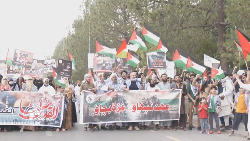 Iranpress: مظاهرة في  إسلام آباد تنديدًا بالمجازر الإسرائيلية في قطاع غزة 