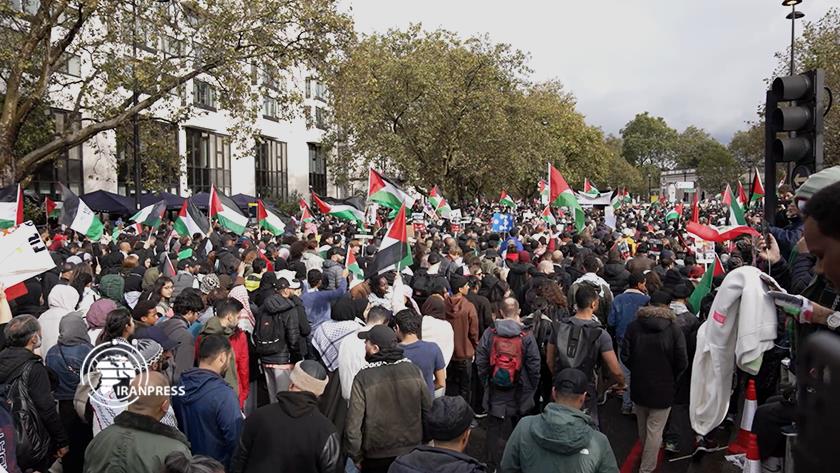 Iranpress: سنگ‌ تمام حامیان فلسطین در لندن با نمایش همبستگی  