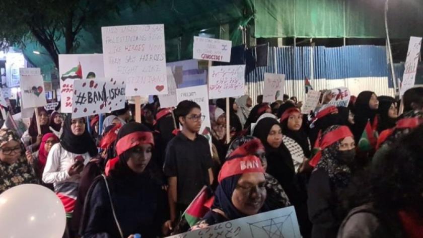 Iranpress: خشم و انزجار مردم مالدیو از جنایات رژیم صهیونیستی در غزه