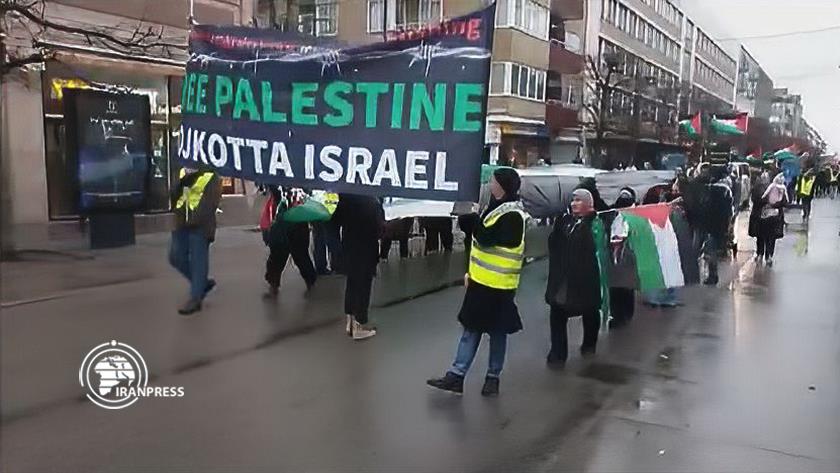 Iranpress: همبستگی حامیان فلسطین در سوئد با نوار غزه 