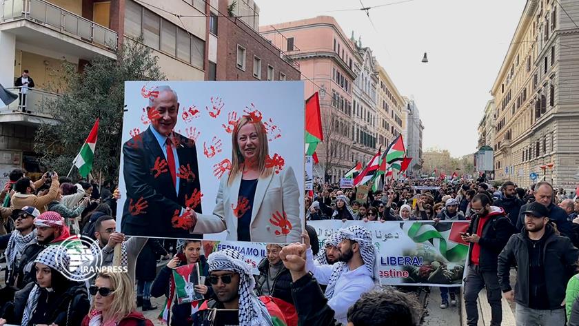 Iranpress: راهپیمایی گسترده اعلام همبستگی با غزه در ایتالیا