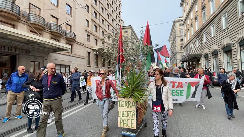 Iranpress: راهپیمایی ایتالیایی‌ها در حمایت از فلسطین و غزه
