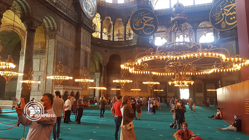 Prayers in the historic Hagia Sophia in Istanbul