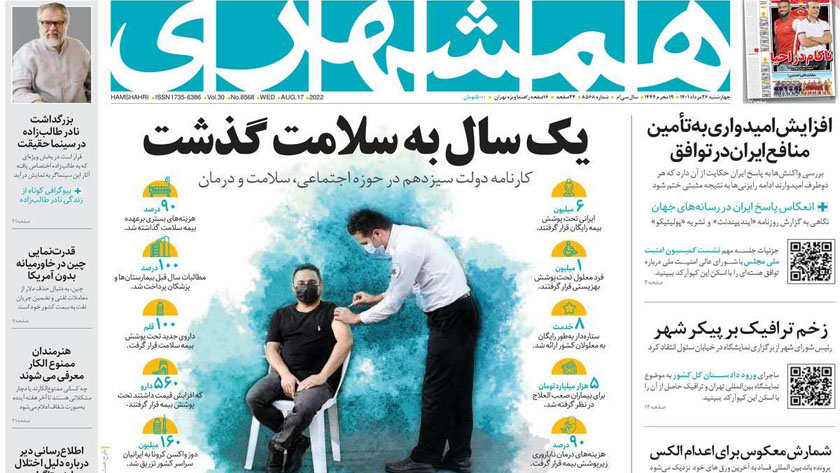 Hamshahri: Iran receives 160 million COVID-19 vaccine doses