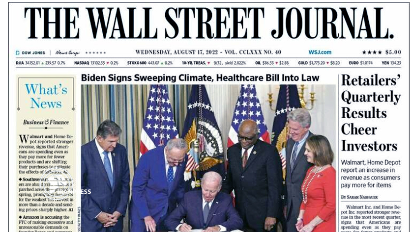 Los Angeles Times: Biden signs sweeping climate, healthcare bill into law