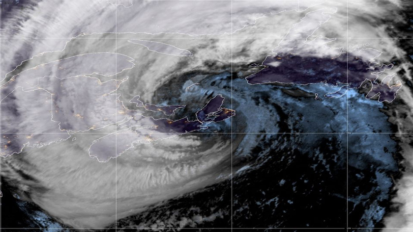 Hurricane Fiona makes landfall between Canso and Guysborough, Nova Scotia, Canada in a composite image from the National Oceanic and Atmospheric Administration (NOAA) GOES-East weather satellite September 24, 2022. NOAA/Handout REUTERS