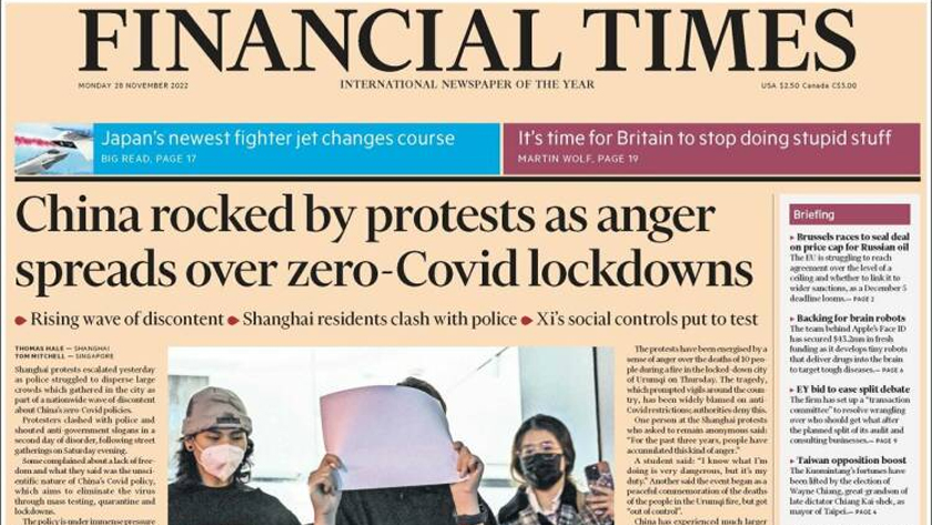 China locked by protesters as anger spread over Zero-Covidlockdown