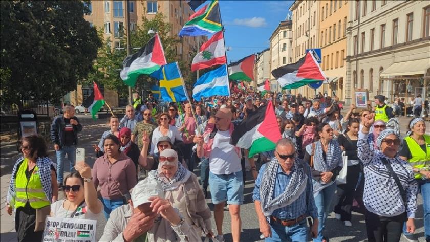 Demonstrators in Sweden Hold Rally in Support of Palestinians