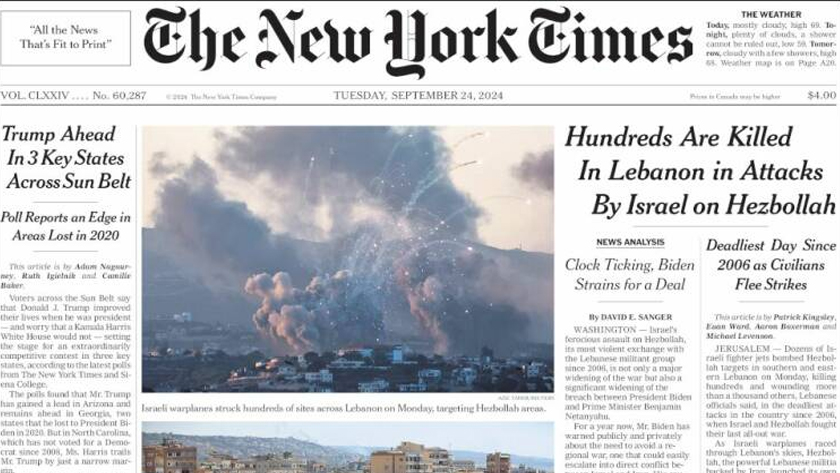 World Newspapers: Hundreds Are Killed In Lebanon in Attacks By Israel