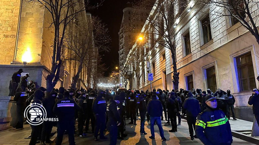 Protesters Stage a Sit-in Demonstration Outside Georgia Parliament in Tiblisi