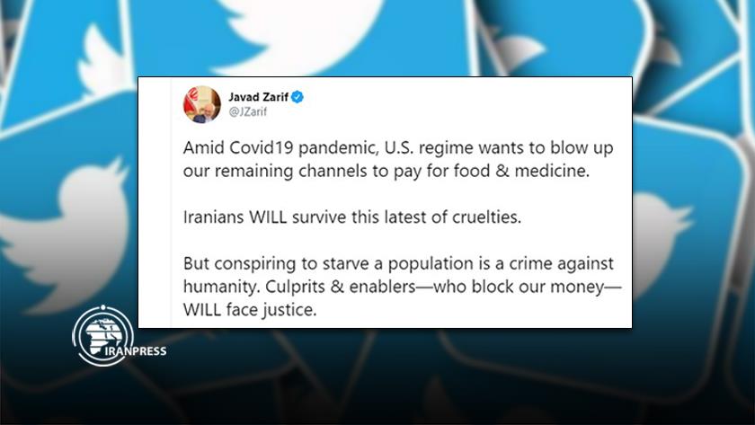 Iranpress: US seeking to blow up Iran’s channels to pay for food: Zarif 