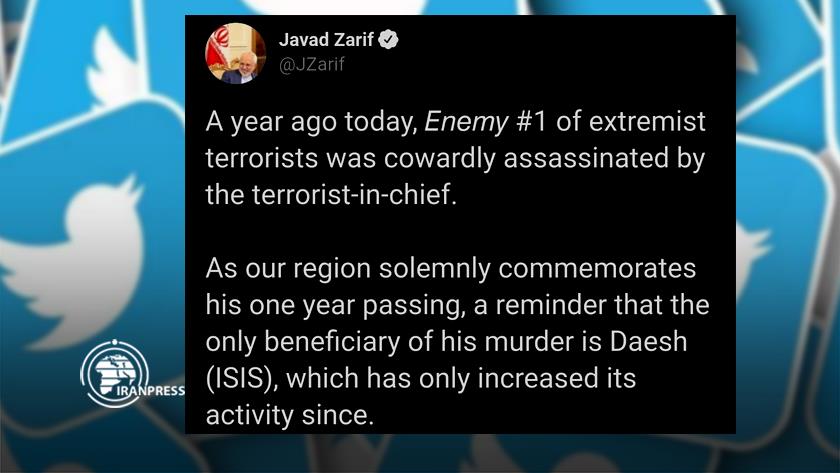 Iranpress: Gen. Soleimani martyrdom by US  a crime in favor of ISIS: Zarif 