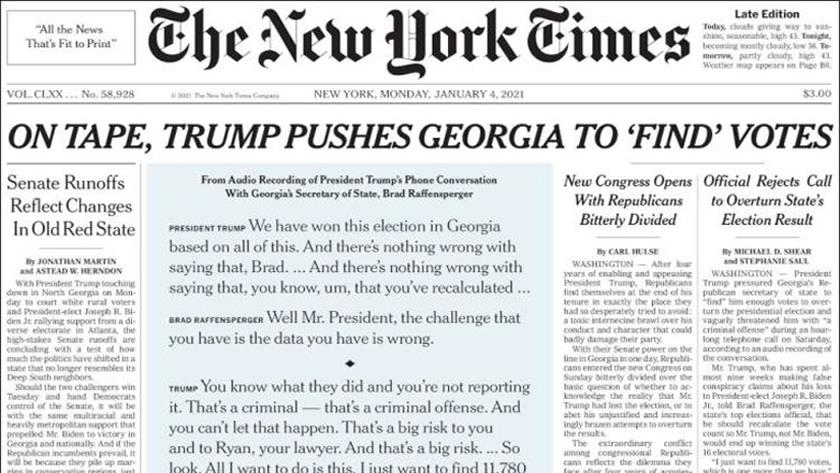 Iranpress: World Newspapers: ‏Trump pressure GOP official in Ga. to find votes