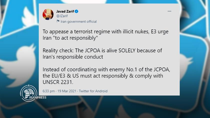 Iranpress: EU puts pressure on Iran to appease Israel: Zarif