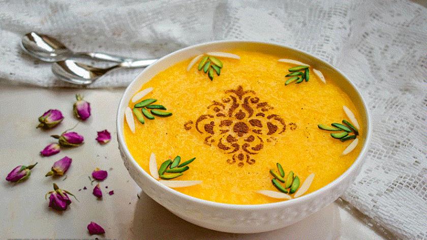 Iranpress: Iranian food: Shole Zard (Persian Saffron rice pudding)