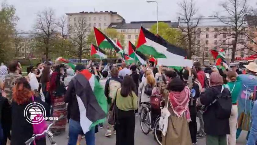 Iranpress: Hundreds march in Finland to support Palestinians against Israeli regime 