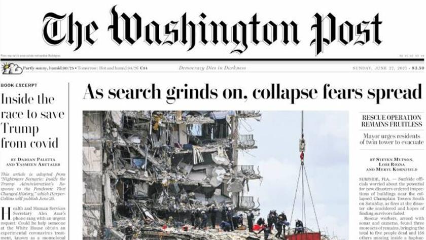 Iranpress: World Newspapers: As search at collapsed Florida building grinds on, collapse fears spread