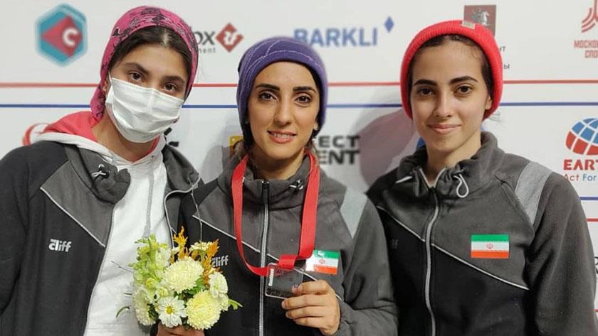 Iranpress: Iranian woman snatches bronze medal at IFSC World Championships