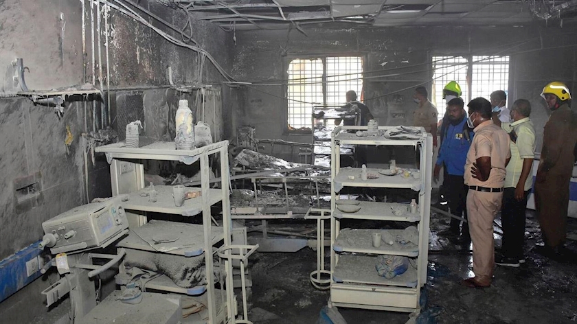 Iranpress: At least 11 killed in fire at Indian hospital COVID ward