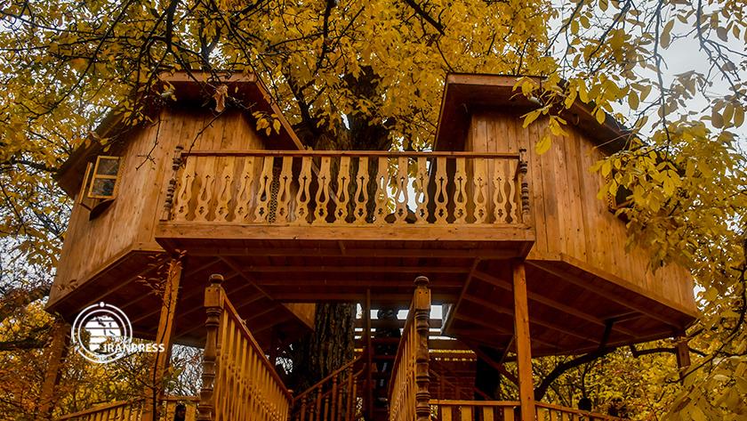 Iranpress: Tourists enjoy in wooden houses of Iran