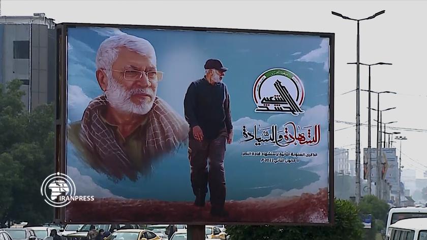 Iranpress: Baghdad decorated with pics of Lt. Gen. Soleimani and al-Muhandis