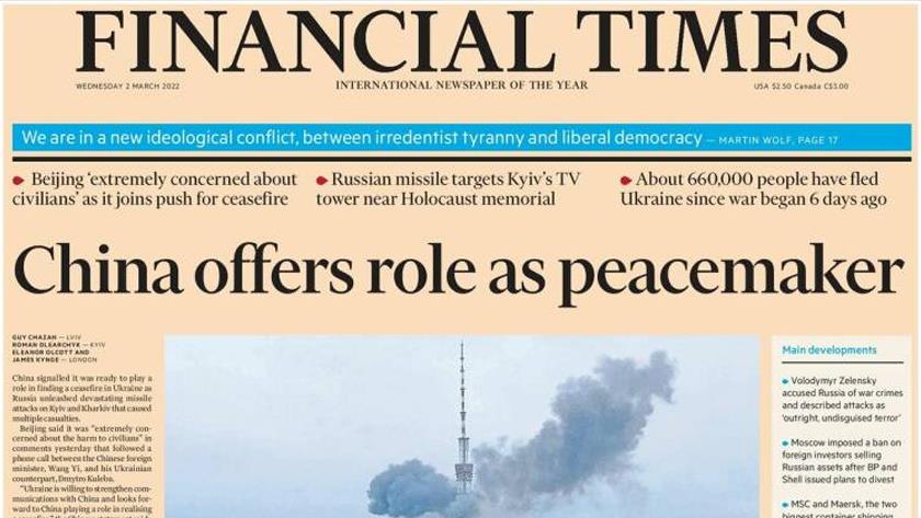 Iranpress: World Newspapers: China offers role as peacemaker in Ukraine crisis
