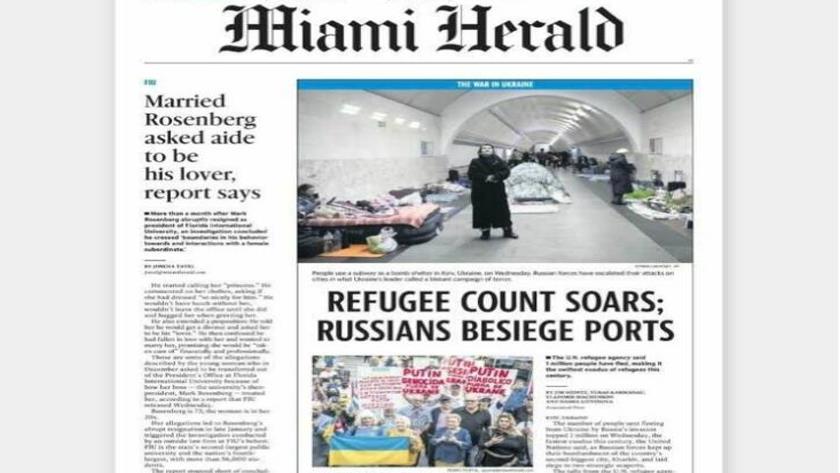 Iranpress: World Newspapers: Refuge count soars; Russian besiege ports 