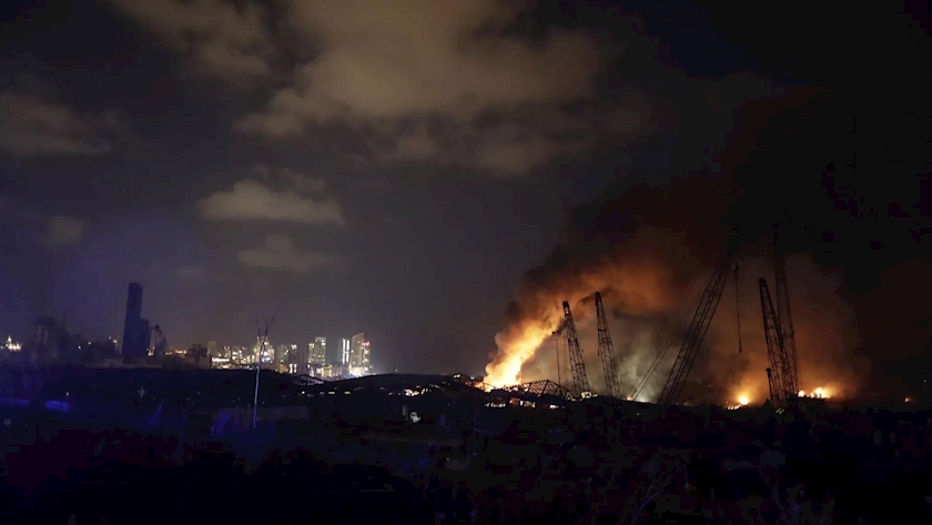 Iranpress: Fire raging in Beirut port, threatening grain silo: Reports