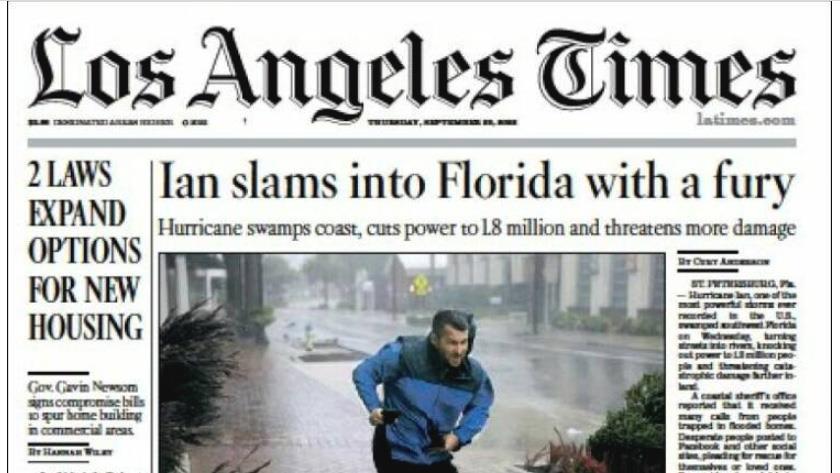 Iranpress: World Newspapers: Hurricane Ian slams Florida in US
