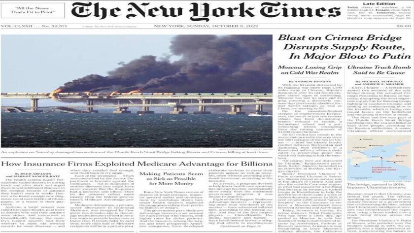 Iranpress: World Newspapers: Blast on Crimea bridge disrupts supply route