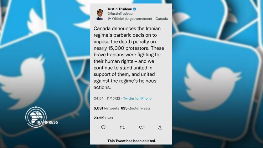 Iranpress: Trudeau deletes false tweet on Iran without explanation