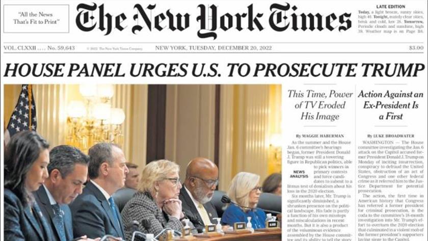 Iranpress: World Newspapers: House panel urges US to prosecute Trump 