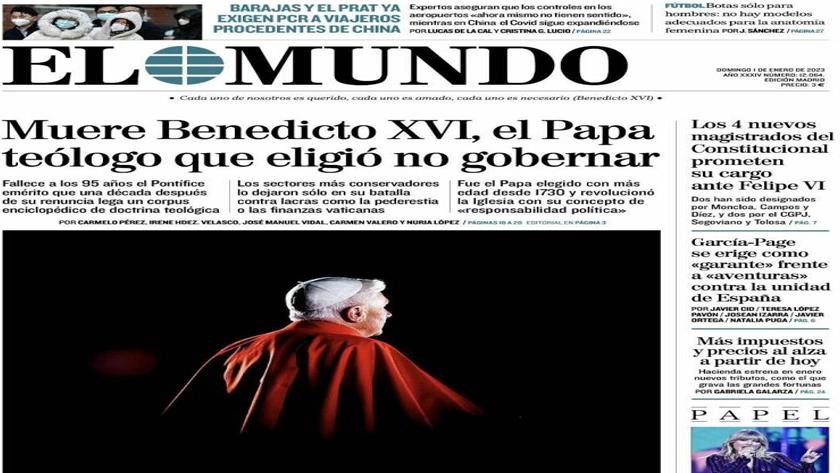 Iranpress: World Newspapers:  Former Pope Benedict XVI, dies at 95
