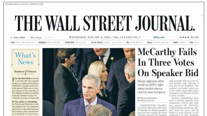 Iranpress: World Newspaper: McCarthy fails in three votes on Speaker bid