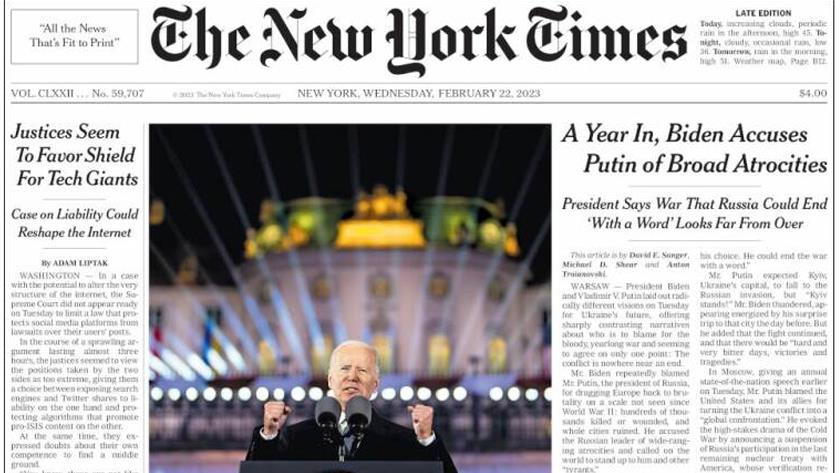 Iranpress: World Newspapers: A year in, Biden accused Putin of broad atrocities