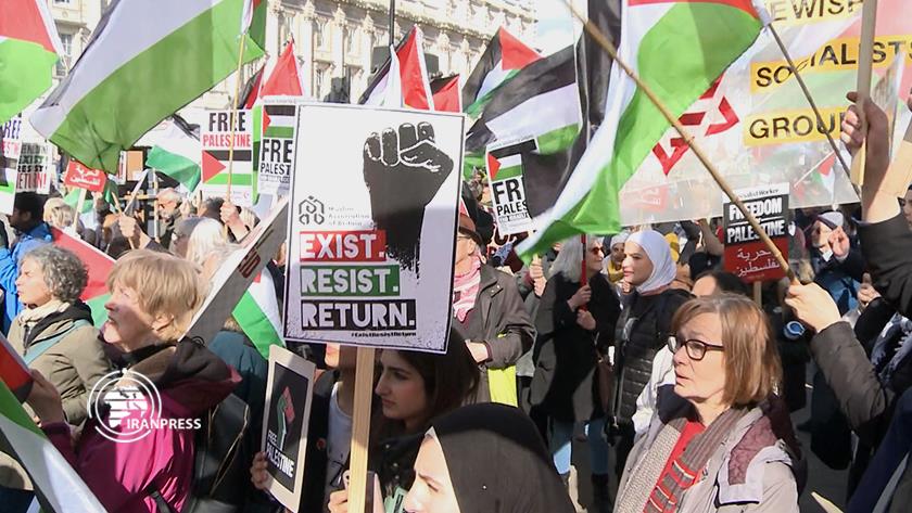 Iranpress: London Protestors chanting anti-Israeli slogans