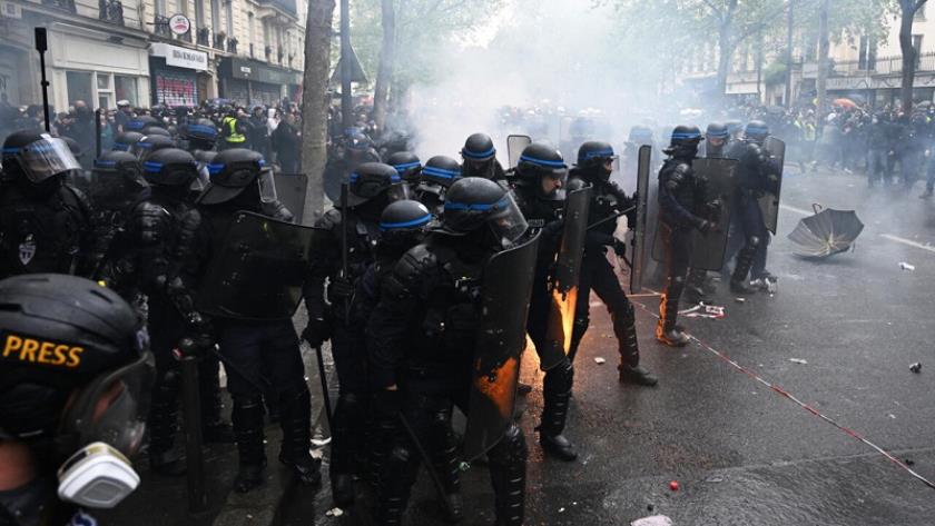 Iranpress: Clashes erupt at French May Day protests against Macron