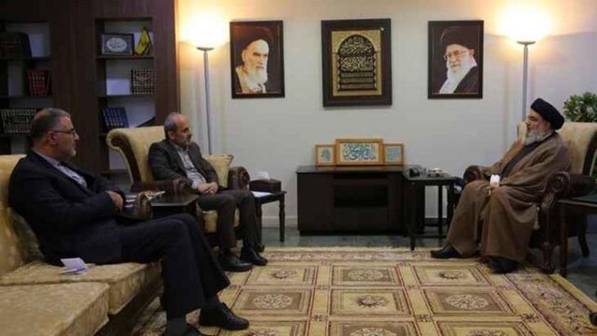 Iranpress: IRIB Chief , Nasrallah confer on Resistance axis missions in Media