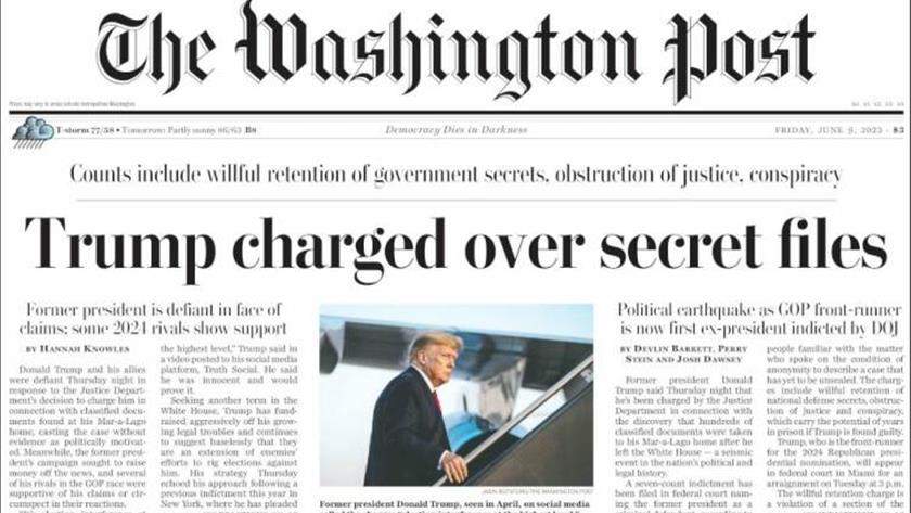 Iranpress: World Newspapers: Trump chrged overs secret files