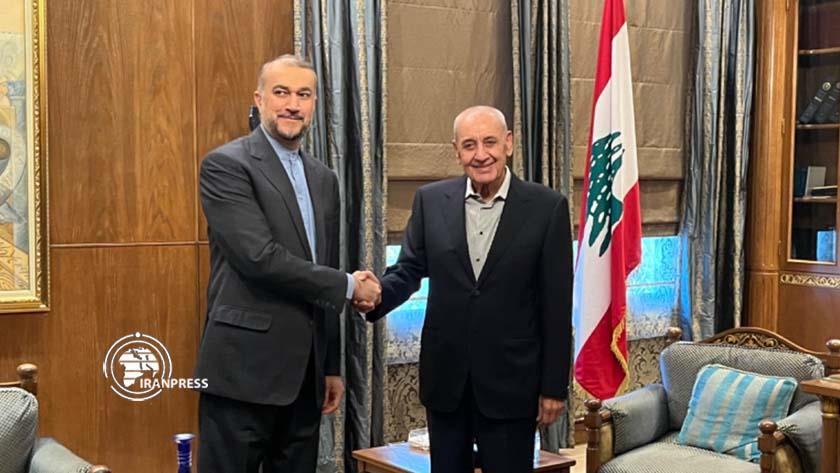 Iranpress: Iranian FM holds talks with Lebanese Parliament Speaker in Beirut 