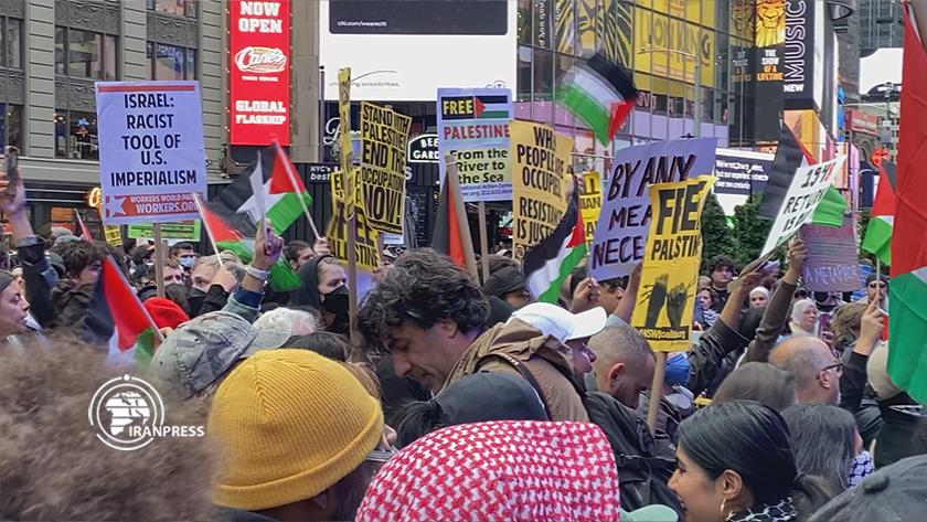 Iranpress: Al-Aqsa Storm; supporters of Palestine rally in New York