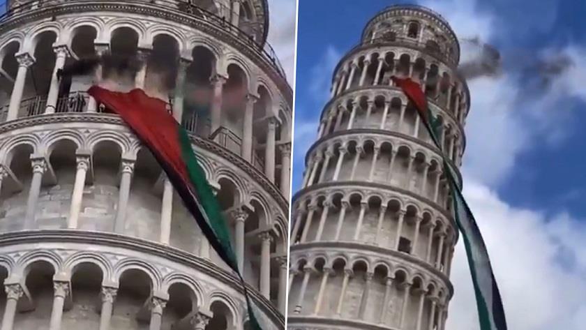 Iranpress: Palestinian flag raised at leaning tower of Pisa