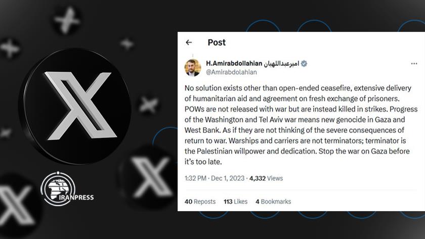 Iranpress: Amir-Abdollahian: Stop war on Gaza before it’s too late