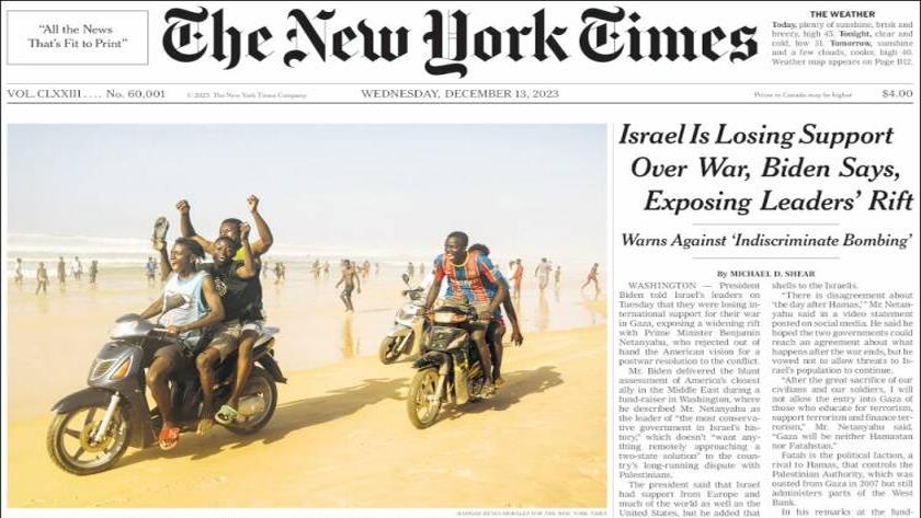 Iranpress: World newspapers: Israel losing support on War, says Biden, exposing Leaders
