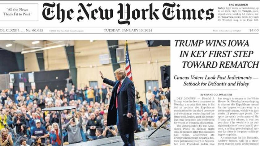 Iranpress: World Newspapers: Trump wins Iowa in key first step toward rematch