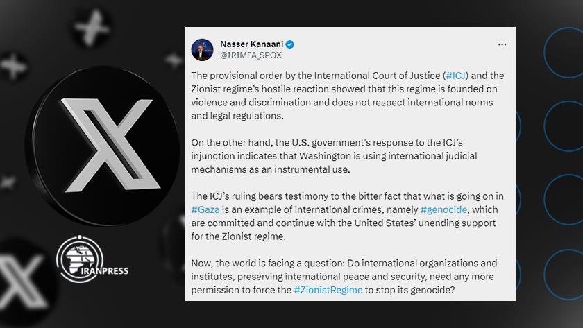Iranpress: ICJ ruling; testimony to bitter fact of genocide in Gaza 