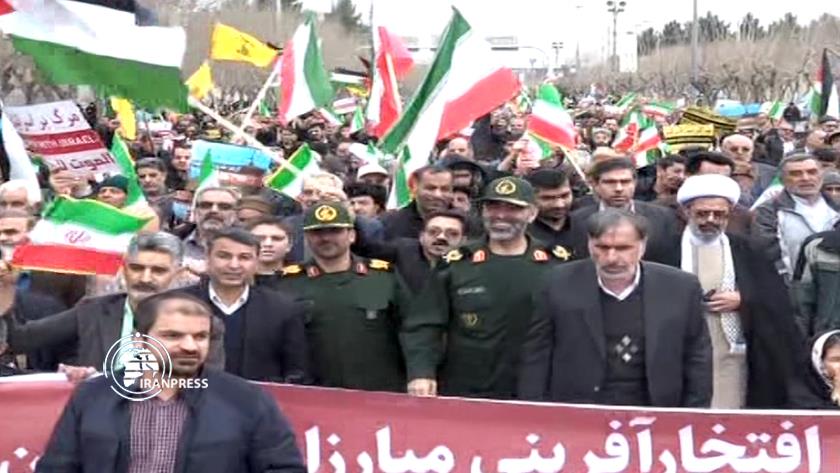 Iranpress: Iranians hold pro-Palestinian rallies in Zanjan, North Khorasan
