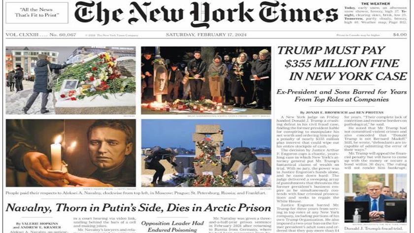 Iranpress: World newspapers: Trump Must pay $355 million fine in New York case