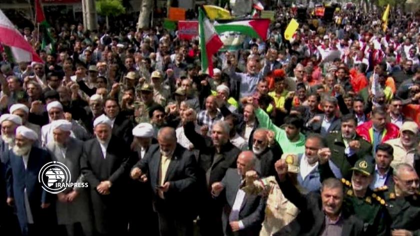 Iranpress: Iranians hold rally in support of retaliatory strikes on Israel